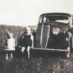 1948 - Neville (3 ½ Years) and Christine (1 ½ Years) in Dad's wheat crop with Morris 10 car Nampup